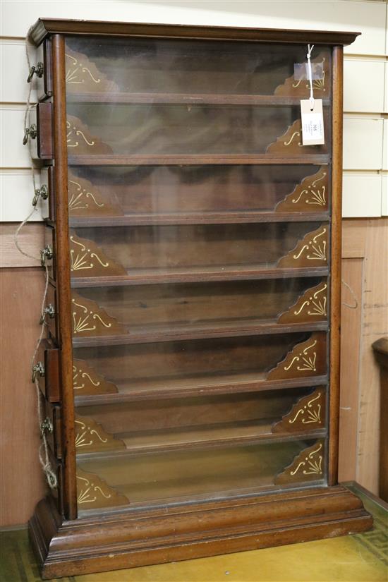 A glazed shop display table cabinet fitted eight long side-opening drawers, H 80.5cm W 55cm D 17cm (overall)